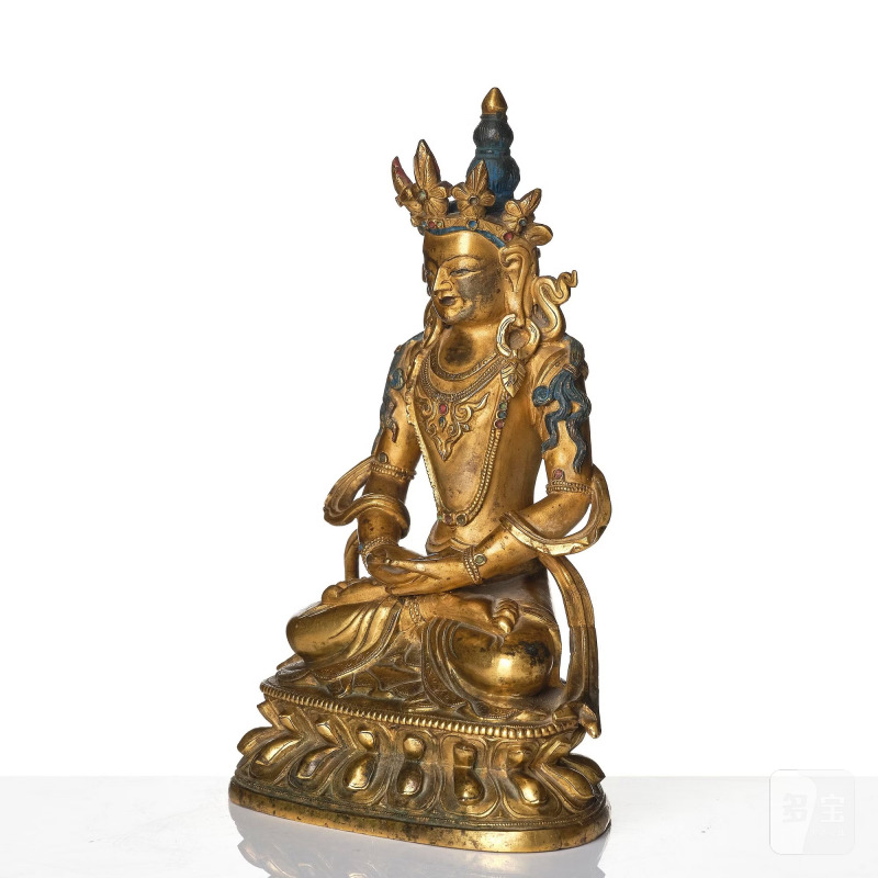 A gilt-bronze figure of Amitayus, - 图2